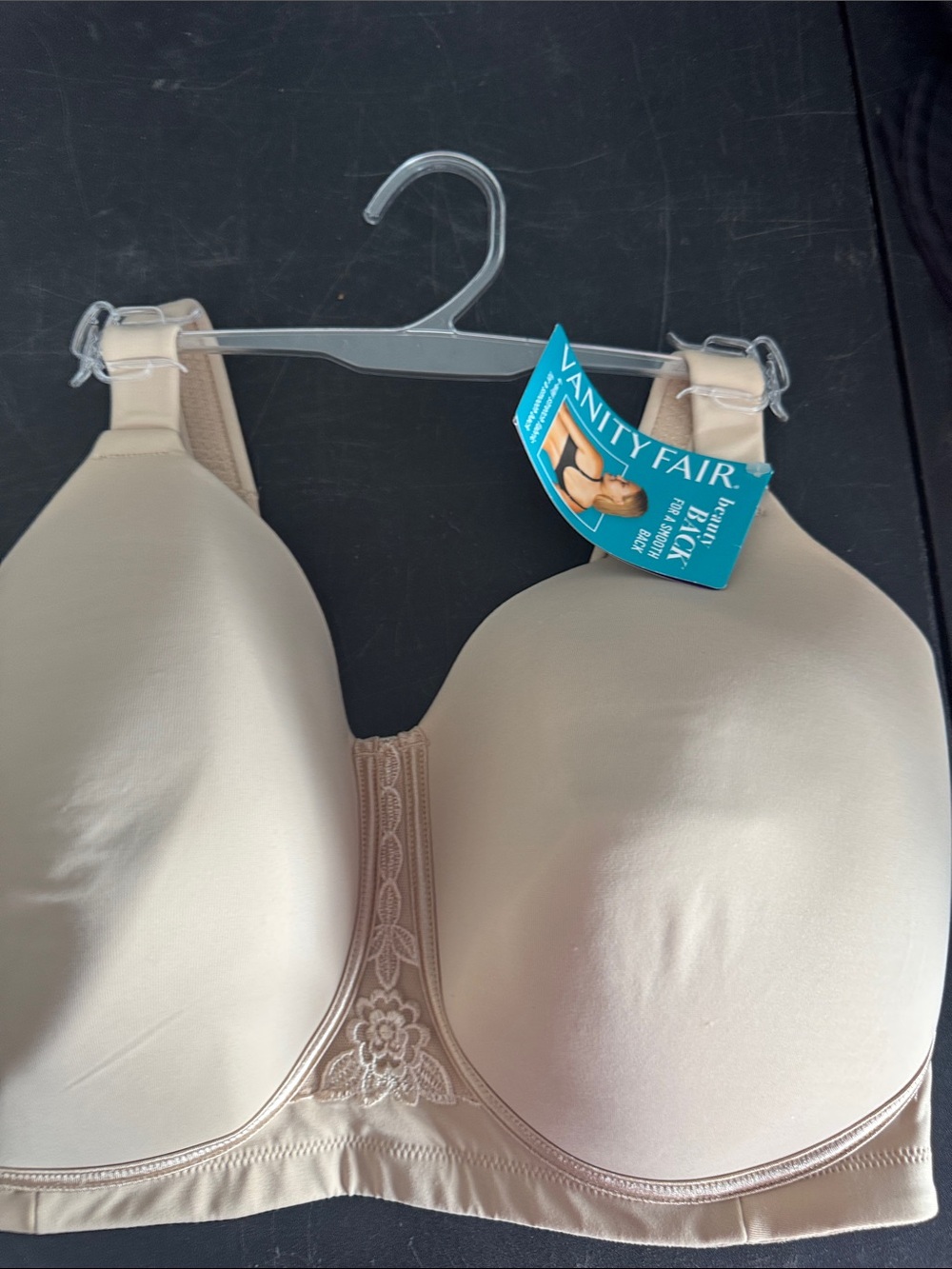 Vanity Fair Nude Seamless Molded-Cup Bra with Embroidered Center